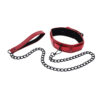 Sex & Mischief Ex's & Oh's Collar & Leash - Red/Black - Image 3