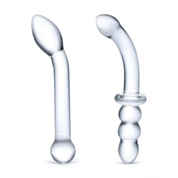 Glas 2 pc G-Spot Pleasure Glass Dildo Set - Clear - Image 2